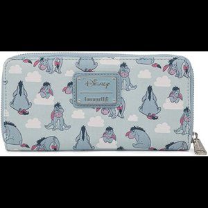 LOUNGEFLY Disney Pooh Eeyore Zip Around Wallet NWT